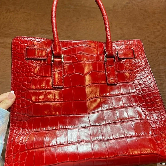 Michael Kors Red Embossed Satchel - Picture 3 of 6